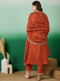 Muslin Silk Embroidered Kurti, Pant & Dupatta Set