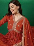 Muslin Silk Embroidered Kurti, Pant & Dupatta Set