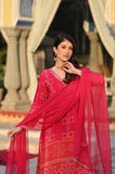 Soft Chinnon Silk Embroidered Suit Set with Nazmeen Dupatta