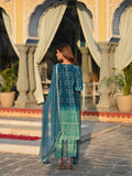 Soft Chinnon Silk Embroidered Suit Set with Nazmeen Dupatta