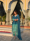Soft Chinnon Silk Embroidered Suit Set with Nazmeen Dupatta