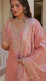Jimmy Choo Silk Embroidery Sequence Work Top, Bottom & Dupatta Set