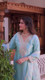 Jimmy Choo Silk Embroidery Sequence Work Top, Bottom & Dupatta Set
