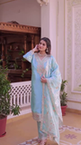 Jimmy Choo Silk Embroidery Sequence Work Top, Bottom & Dupatta Set