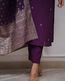 Premium PV Chanderi Embroidered Kurta Set with Jacquard Dupatta