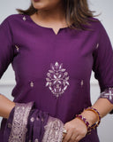 Premium PV Chanderi Embroidered Kurta Set with Jacquard Dupatta