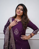 Premium PV Chanderi Embroidered Kurta Set with Jacquard Dupatta